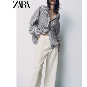ZARA oversized striped buttoned shirt size small